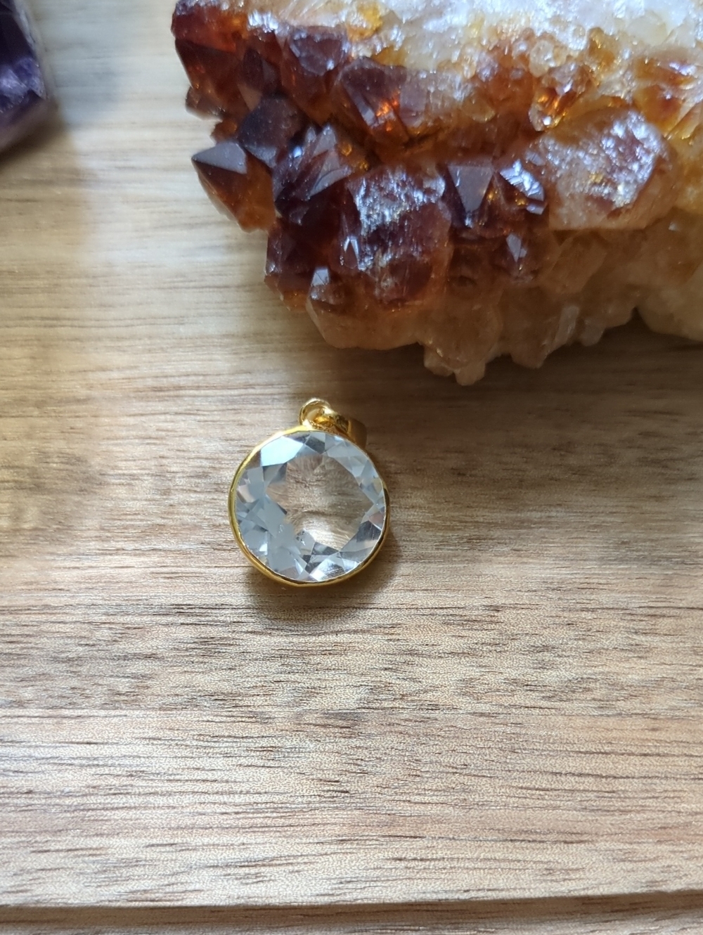 Gold Crystal Round Pendant - Women Jewelry